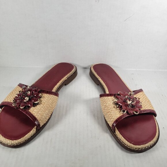 Brighton Women Red Oasis Floral Woven Embellishments Slide Sandals Size 5 - Picture 7 of 10